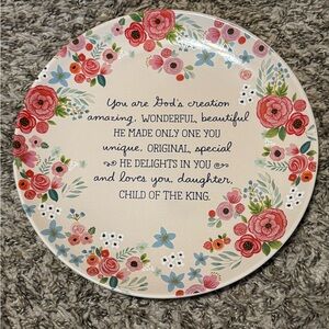 Mary & Martha Floral Decorative Plate with Inspirational Quote